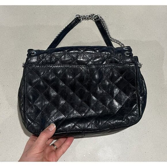 MICHAEL KORS Rivet QUILTed BLACK LEATHER GOLD CLUTCH SHOULDER HAND BAG Purse - Picture 7 of 7